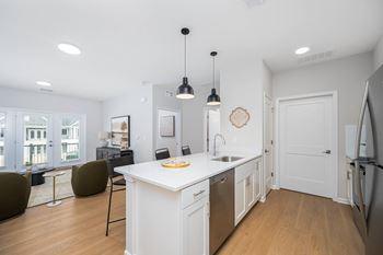 Quartz countertops throughout